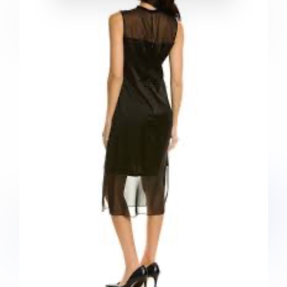 NWT Theory Black Soft Satin & Sheer Dress - Picture 3 of 12